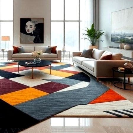 Handcrafted Geometric Multicolor Modern Living Rug